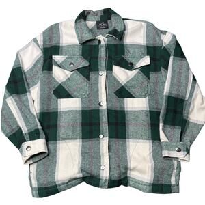 HFX Women’s Green White Plaid Flannel Shacket Jacket Small Heavyweight